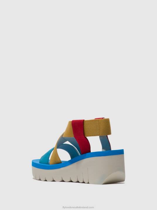 Sling-Back Sandals YABI922 Women V00W448 LIPSTICK RED/YELLOW/AZURRE Fly London