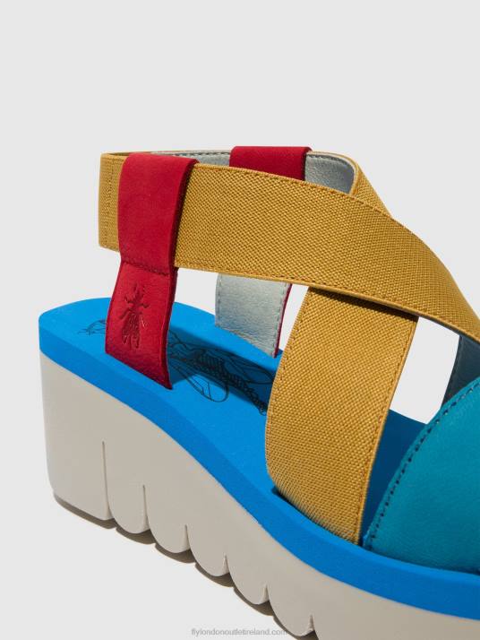 Sling-Back Sandals YABI922 Women V00W448 LIPSTICK RED/YELLOW/AZURRE Fly London