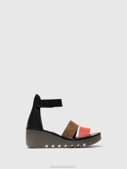 Strappy Sandals BONO290 Women V00W423 RASPBERRY/GROUND/BLACK Fly London
