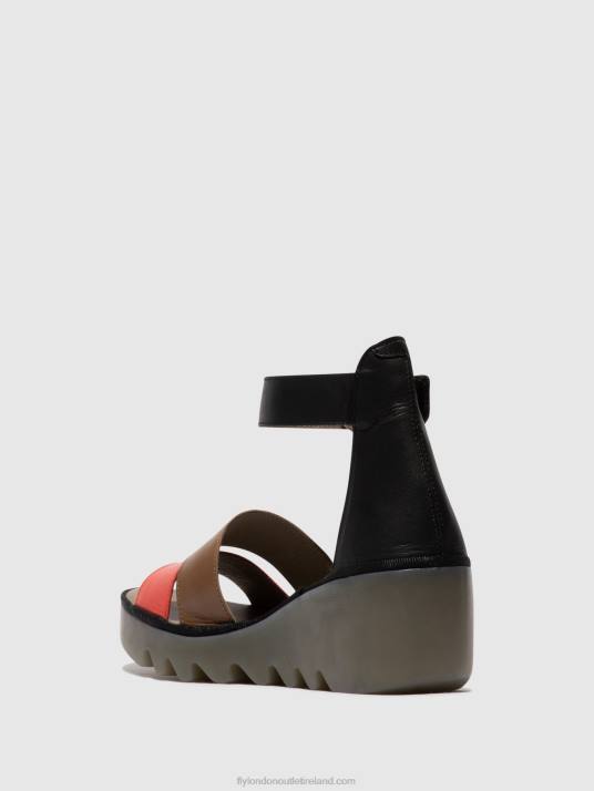 Strappy Sandals BONO290 Women V00W423 RASPBERRY/GROUND/BLACK Fly London