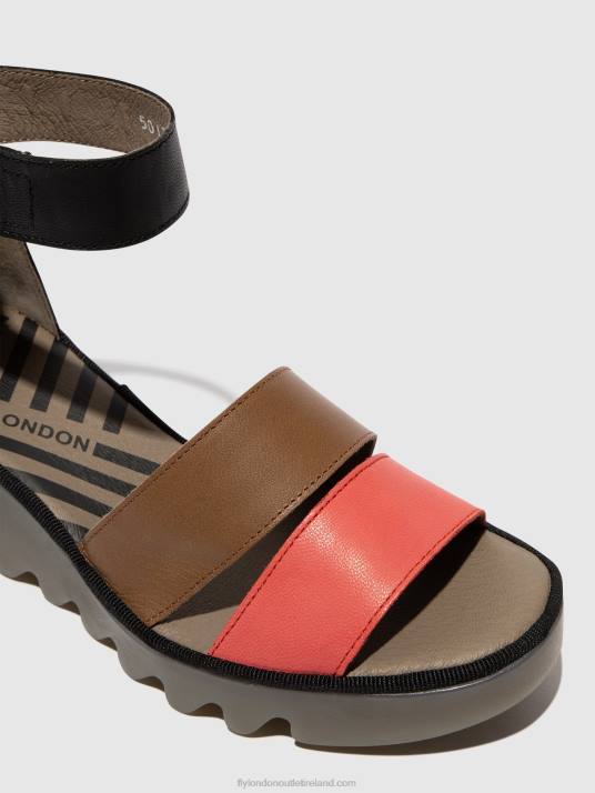 Strappy Sandals BONO290 Women V00W423 RASPBERRY/GROUND/BLACK Fly London