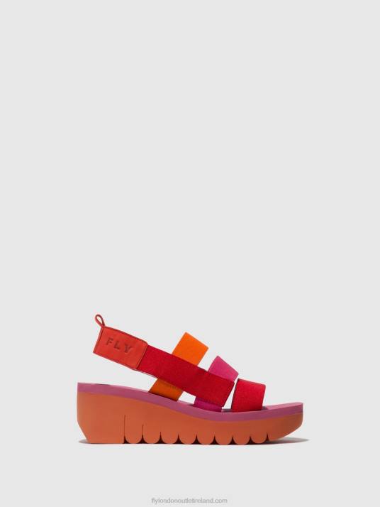 Strappy Sandals YERE847 Women V00W426 RED/ORANGE (ROSE) Fly London