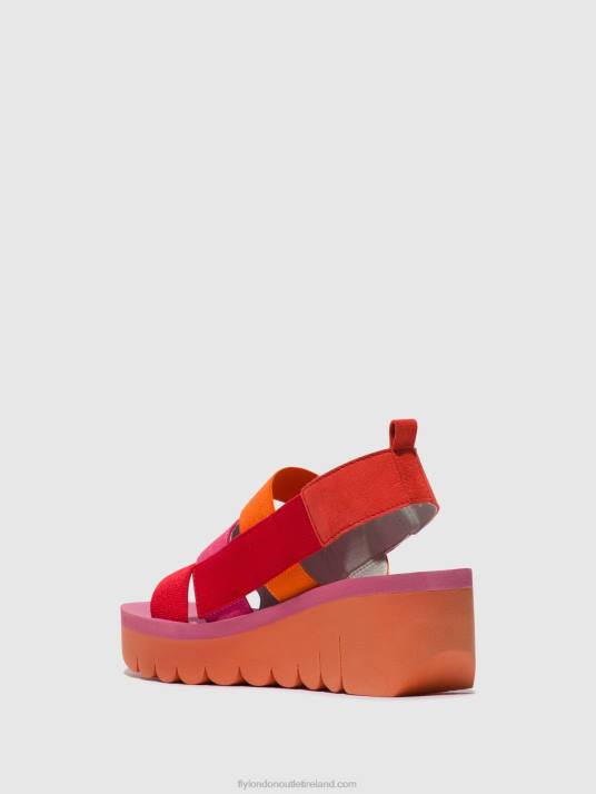 Strappy Sandals YERE847 Women V00W426 RED/ORANGE (ROSE) Fly London