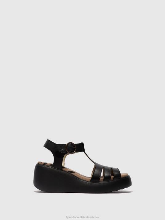 T-Strap Sandals DUMA955 Women V00W413 BLACK Fly London
