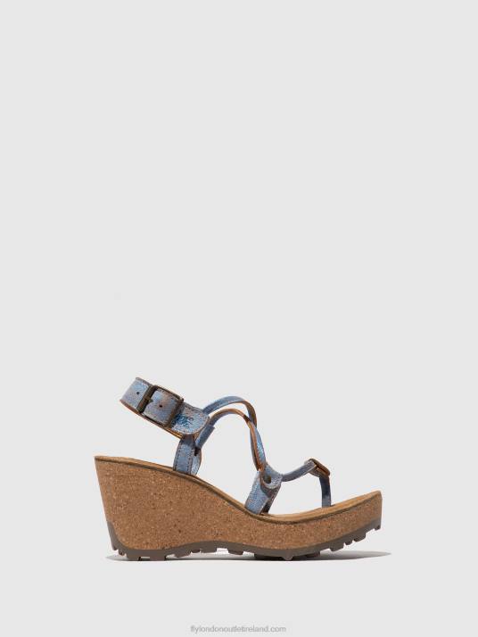 T-Strap Sandals GOSH Women V00W520 BLUE Fly London