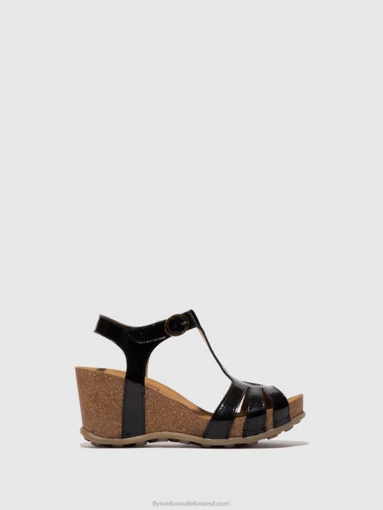 T-Strap Sandals GUMY777 Women V00W610 LUXOR BLACK Fly London