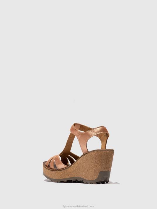T-Strap Sandals Women V00W523 GOLD BLUSH GOLD Fly London