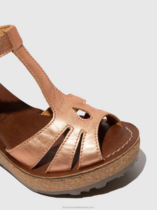 T-Strap Sandals Women V00W523 GOLD BLUSH GOLD Fly London