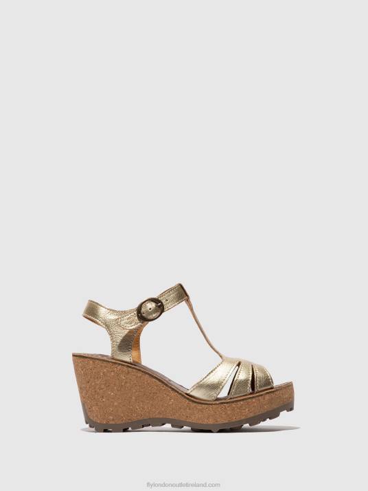 T-Strap Sandals Women V00W524 GOLD Fly London