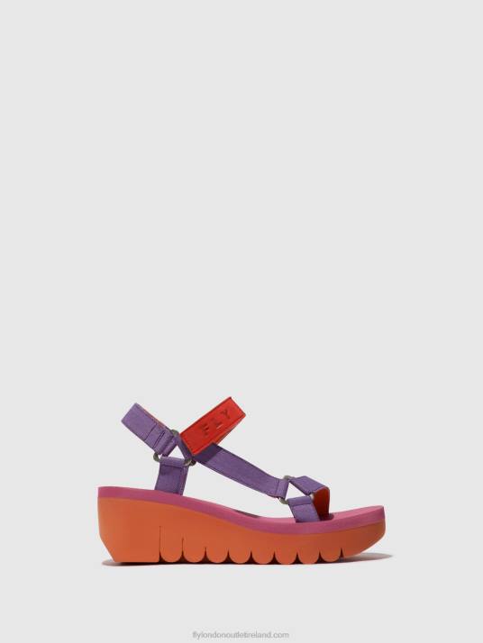 Velcro Sandals YEFA726 Women V00W396 ORANGE/VIOLET (ROSE) Fly London