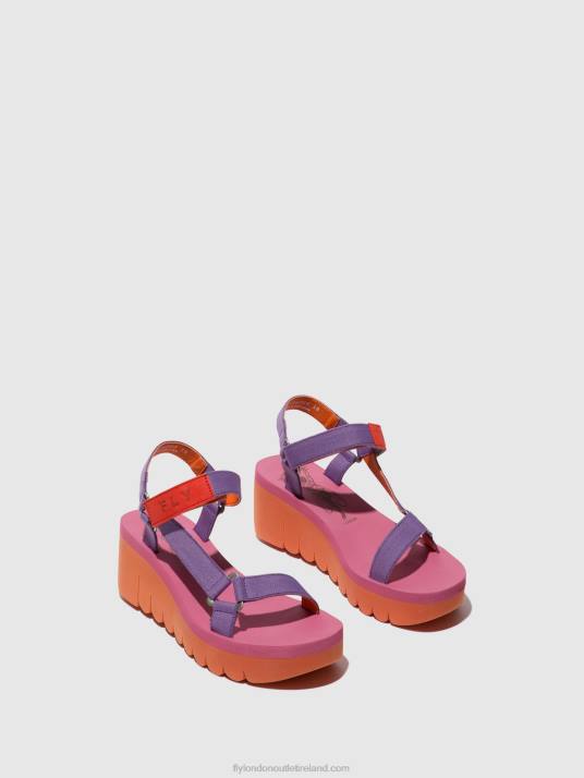 Velcro Sandals YEFA726 Women V00W396 ORANGE/VIOLET (ROSE) Fly London