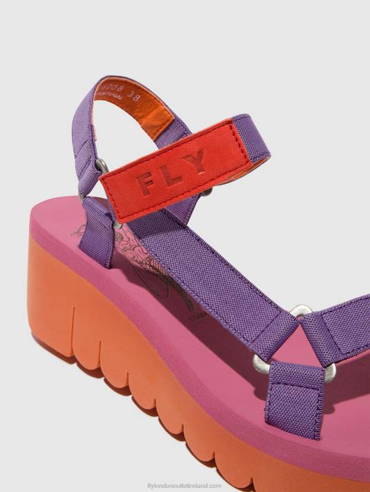 Velcro Sandals YEFA726 Women V00W396 ORANGE/VIOLET (ROSE) Fly London