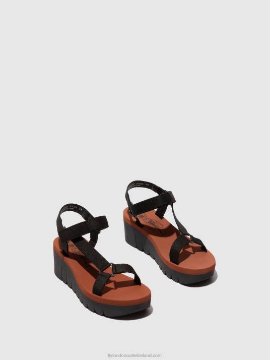 Velcro Sandals YEFA726 Women V00W609 CUPIDO BLACK (BRICK) Fly London