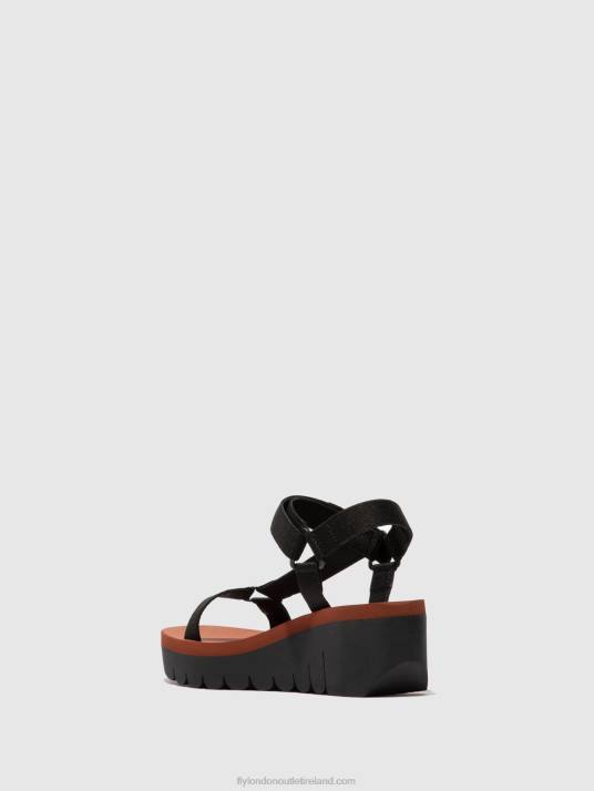 Velcro Sandals YEFA726 Women V00W609 CUPIDO BLACK (BRICK) Fly London