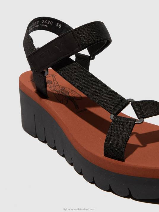 Velcro Sandals YEFA726 Women V00W609 CUPIDO BLACK (BRICK) Fly London